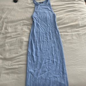 Zara Powder Blue Ribbed Tank Mid Dress